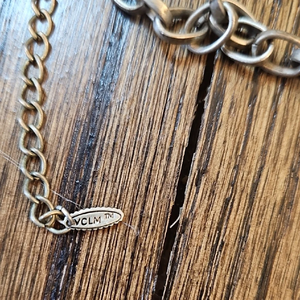 Chic Silver Necklace with Blue And Silver Charms
